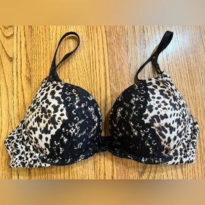Victorias Secret Miraculous Plunge Push Up Bra~36A~Leopard Print